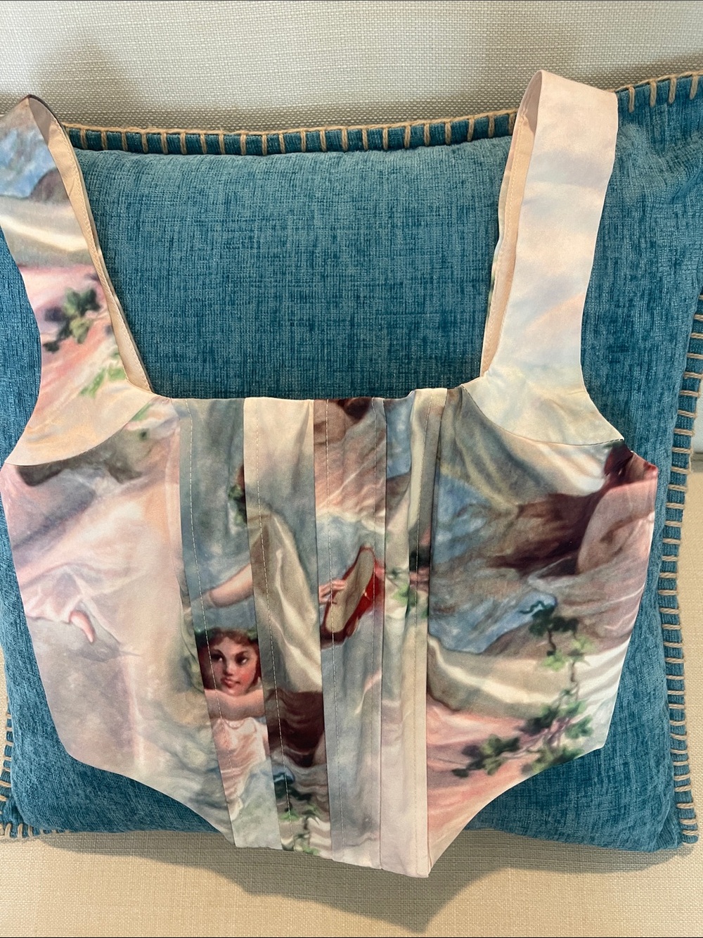 Fashion Nova Pastel Pink Romantic Print Bustier Top